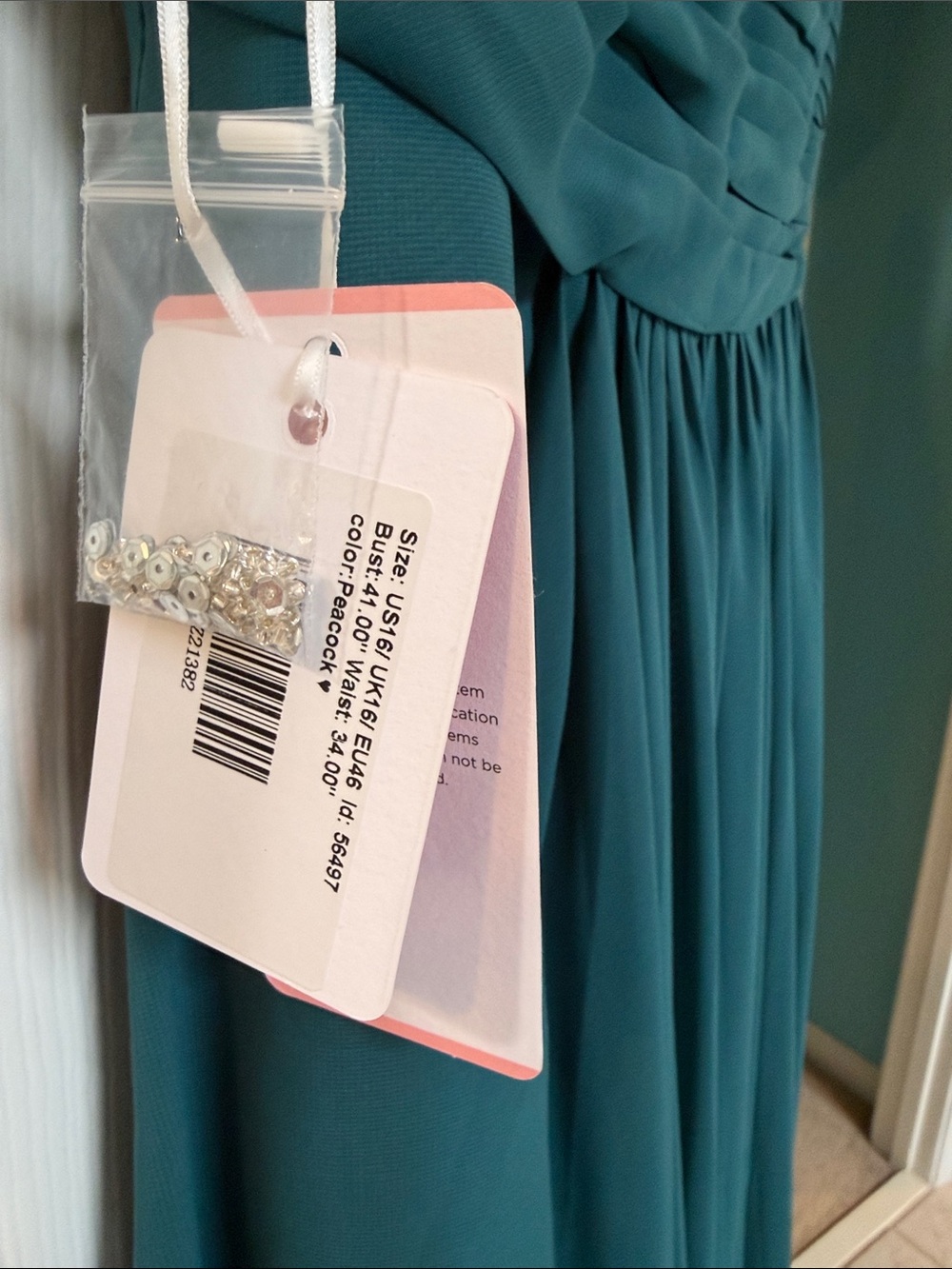 Elegant Dark Teal Chiffon Embellished Maxi Formal Sleeveless Gown Size 16 NWT - Picture 7 of 8